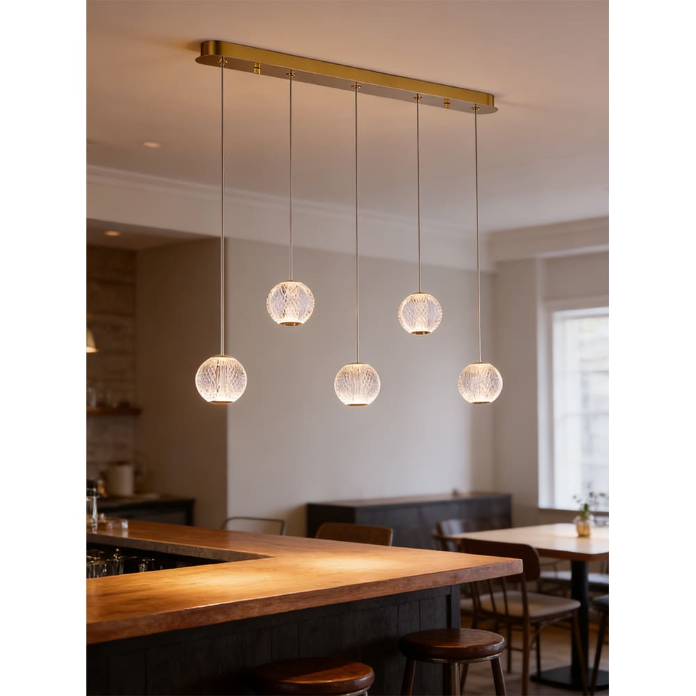 Lustra suspendata MYRIA Diamond, LED, 24W, 84x11x150 cm, auriu