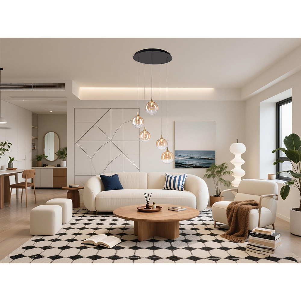 Lustra suspendata MYRIA Globe, LED, 20W, 55x55x150 cm, auriu-negru