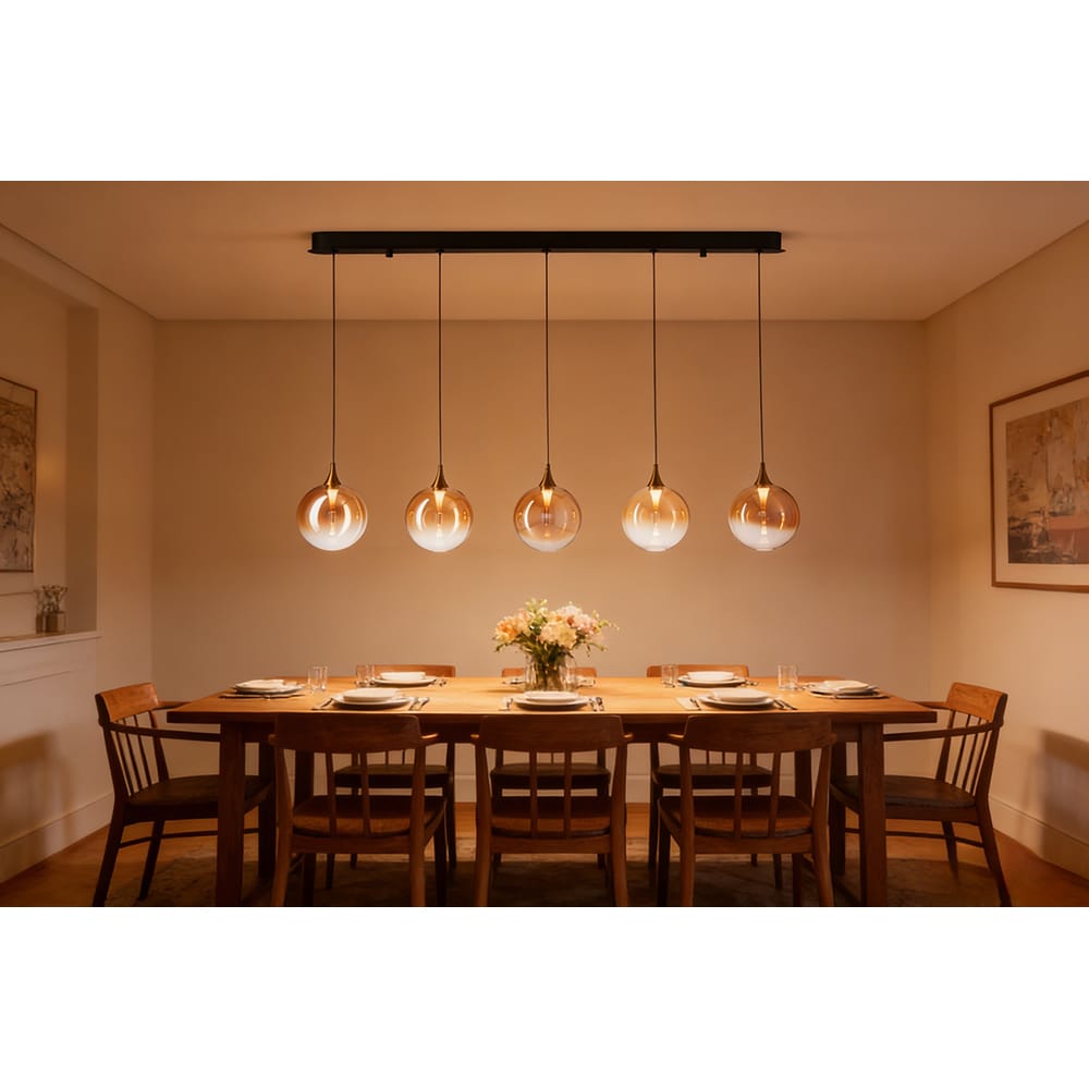 Lustra suspendata MYRIA Globe, LED, 21W, 120x16x150 cm, auriu-negru