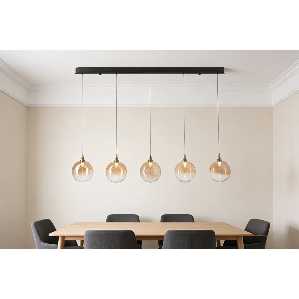 Lustra suspendata MYRIA Globe, LED, 21W, 120x16x150 cm, auriu-negru