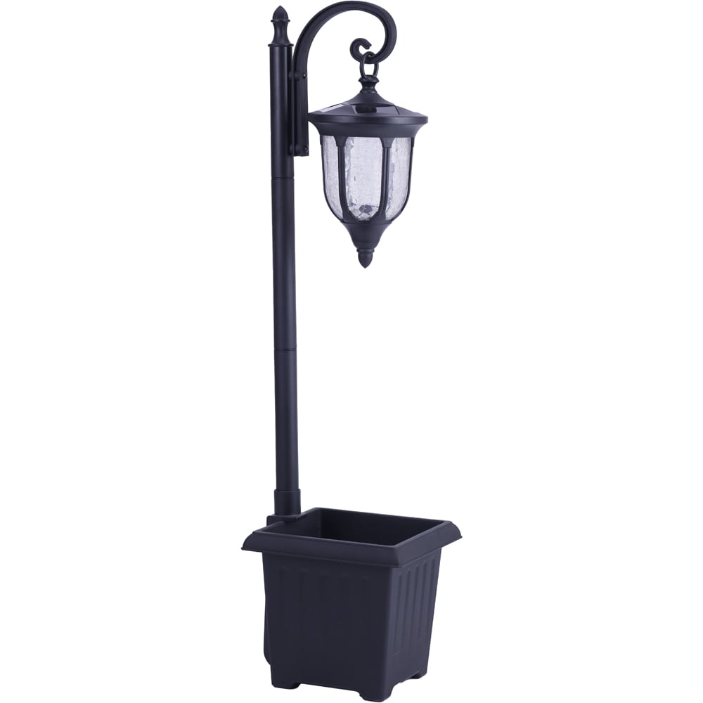 Stalp solar tip felinar MYRIA MY10392, cu suport pentru flori, 2x0.2W, 30lm, IP44, negru