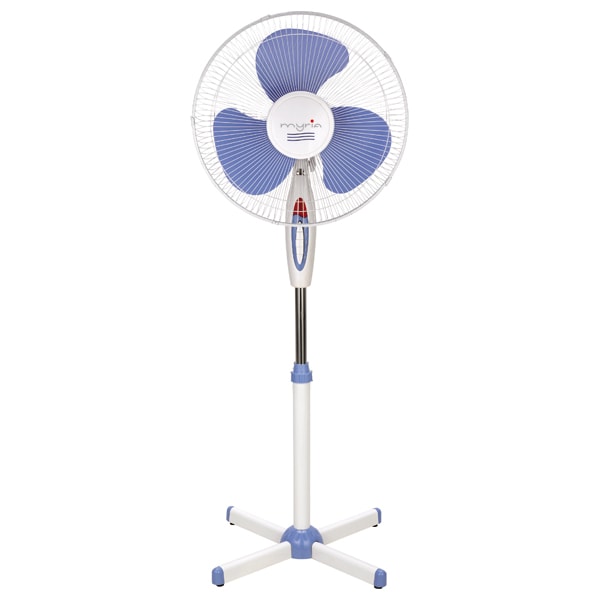 Ventilator cu picior MYRIA MY4010, 40 cm, 3 viteze, 40W, alb-albastru