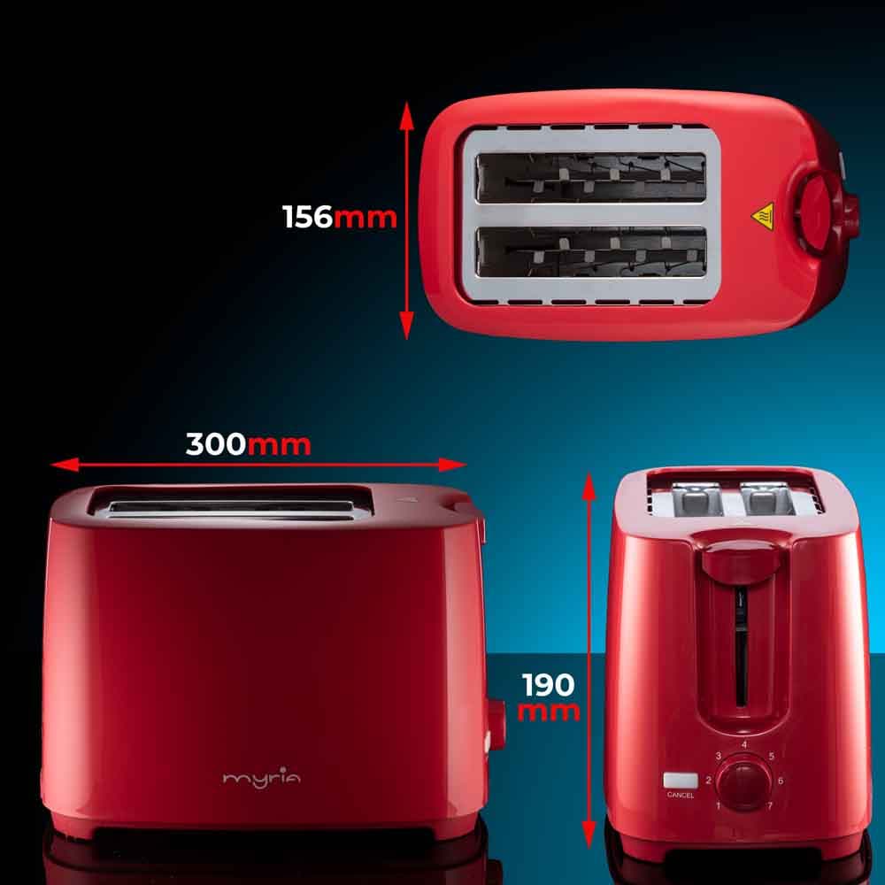 Prajitor de paine MYRIA MY4016, 2 felii, 700W, rosu