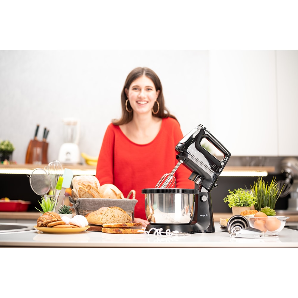 Mixer cu bol MYRIA MY4024BK, 3.4l, 300W, 5 trepte viteza, argintiu-negru 