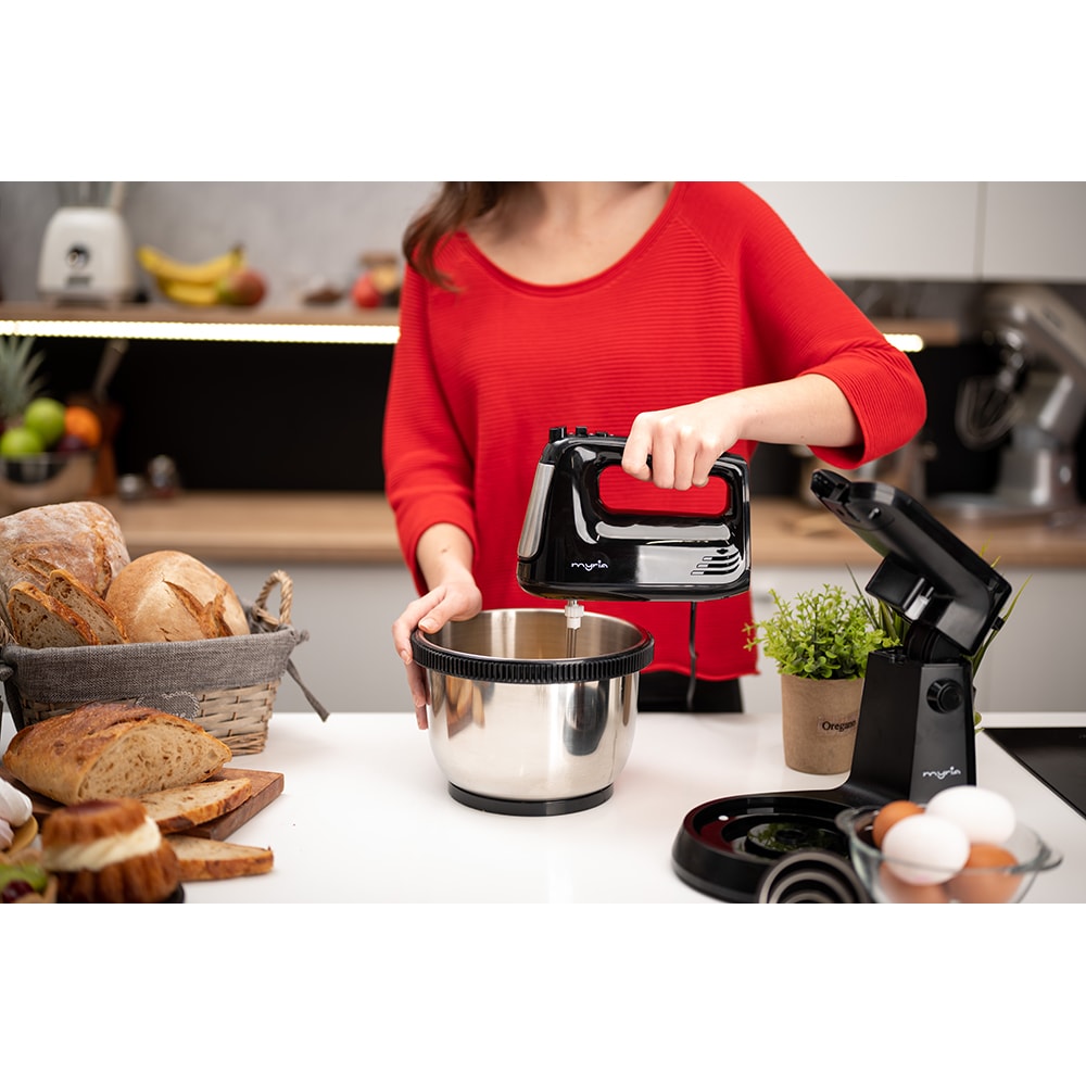 Mixer cu bol MYRIA MY4024BK, 3.4l, 300W, 5 trepte viteza, argintiu-negru 