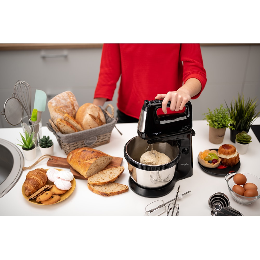 Mixer cu bol MYRIA MY4024BK, 3.4l, 300W, 5 trepte viteza, argintiu-negru 