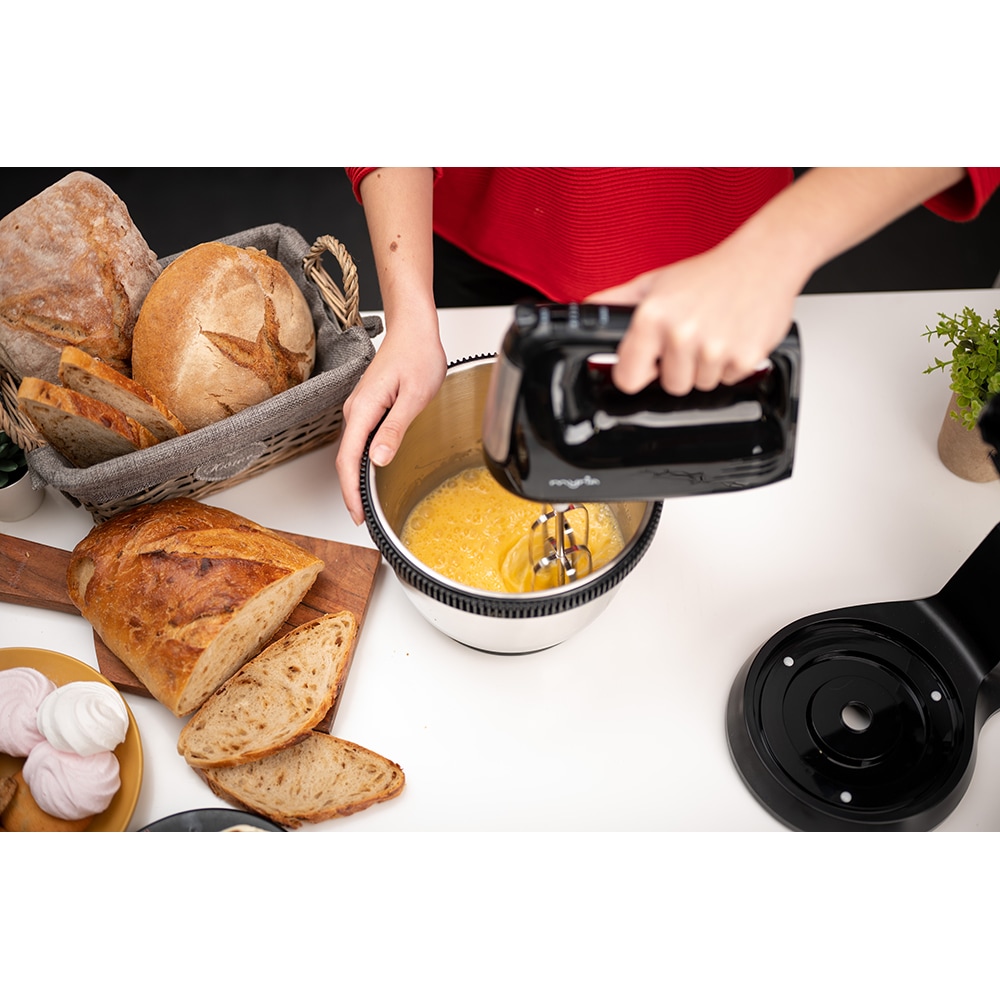 Mixer cu bol MYRIA MY4024BK, 3.4l, 300W, 5 trepte viteza, argintiu-negru 