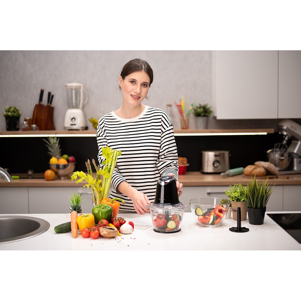 Mini tocator MYRIA MY4069BK, 1l, 500W, 2 trepte viteza, negru