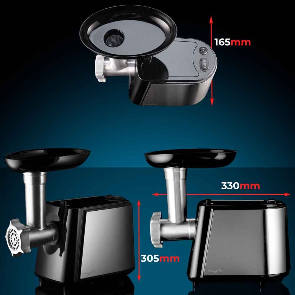 Masina de tocat carne MYRIA MY4181, 1.2kg/min, 2000W, accesoriu carnati/suc de rosii, argintiu-negru