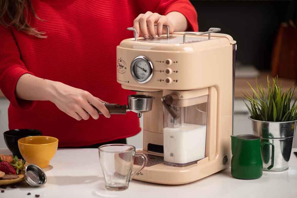 Espressor manual MYRIA MY4443BG, 1.5l, 1250W, 15 bar, crem-maro