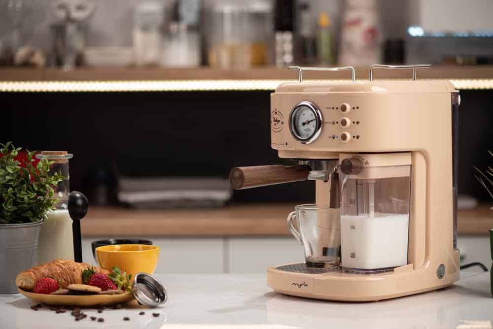 Espressor manual MYRIA MY4443BG, 1.5l, 1250W, 15 bar, crem-maro