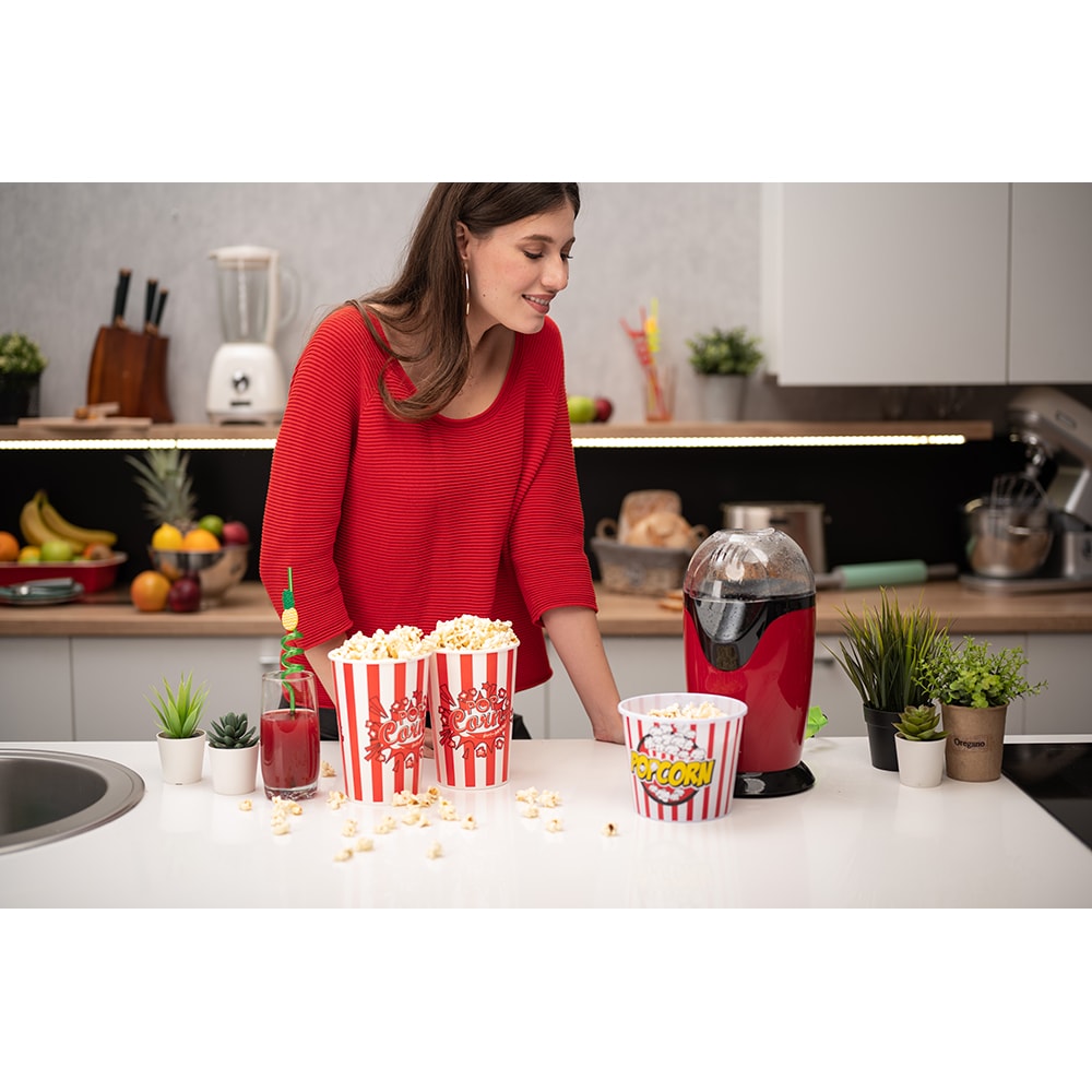 Aparat de popcorn MYRIA MY4474RD, 1200W, rosu-negru