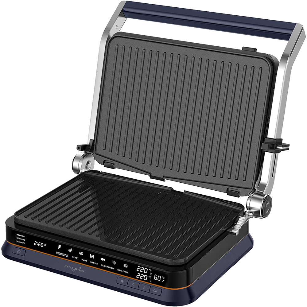 Gratar electric MYRIA MY472, 2100W, 7 programe automate, albastru inchis-negru