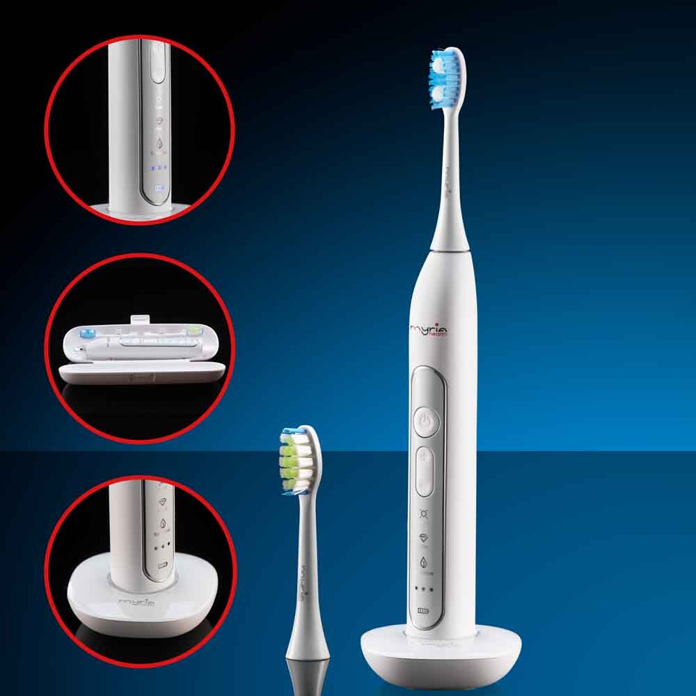 Periuta de dinti electrica MYRIA MY4845WH, 40000 miscari/minut, 3 programe, 2 capete, alb