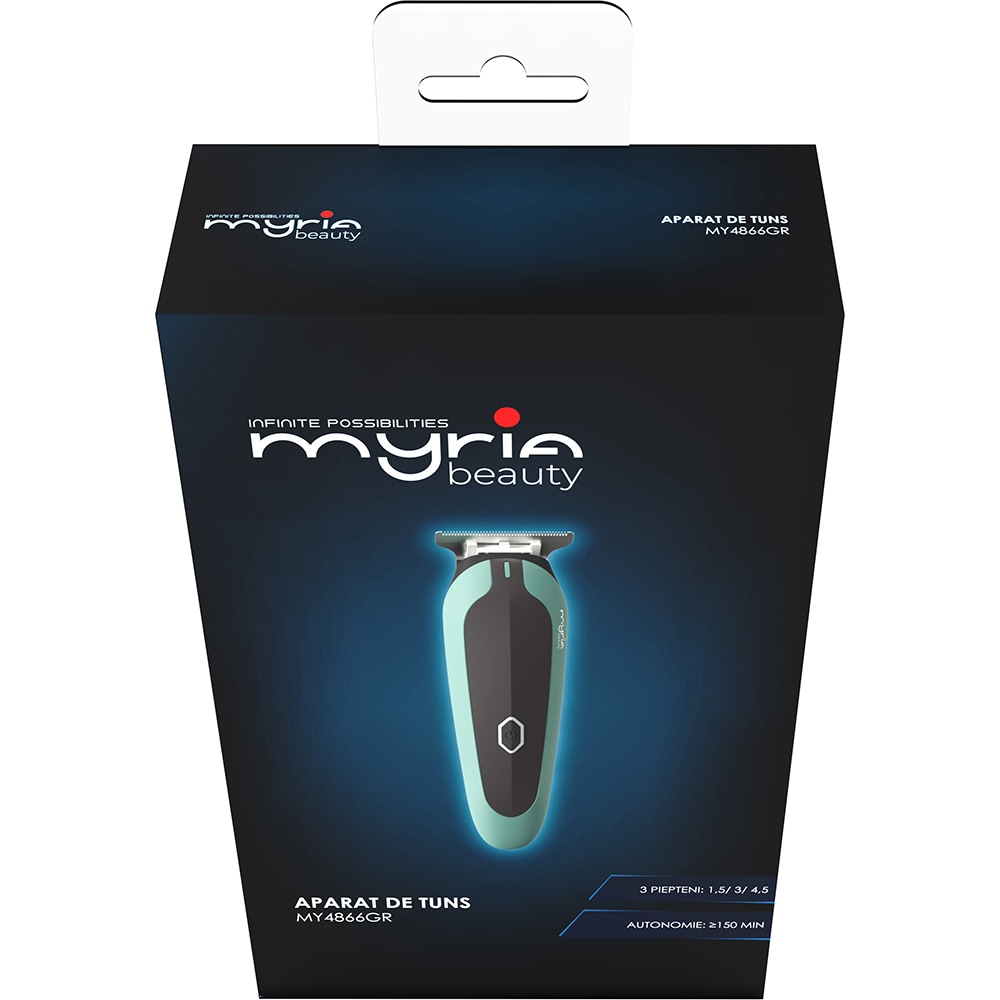 Aparat de tuns barba MYRIA MY4866GR, 120 min autonomie, verde
