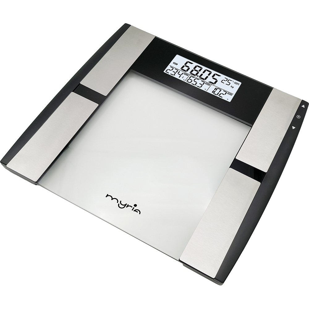 Cantar corporal MYRIA MY4907, 180Kg, electronic, sticla securizata, negru