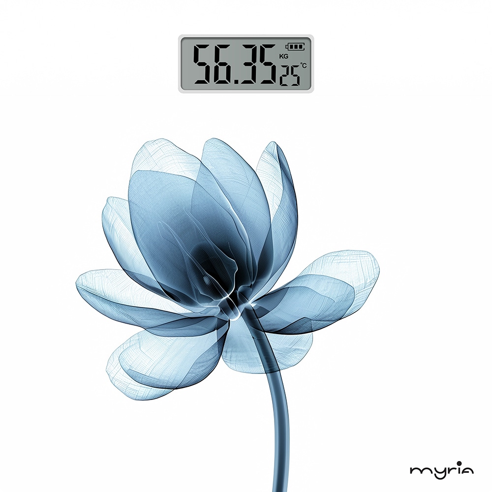 Cantar corporal MYRIA MY4916, 180kg, electronic, sticla securizata, alb