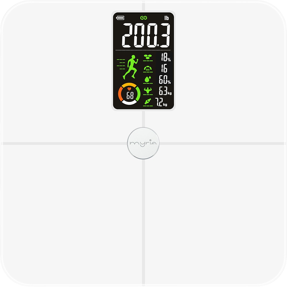 Cantar corporal MYRIA MY4920S, 180Kg, electronic, sticla securizata, alb