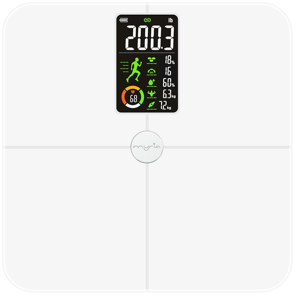 Cantar corporal MYRIA MY4920S, 180Kg, electronic, sticla securizata, alb