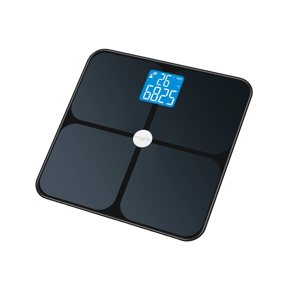 Cantar corporal MYRIA MY4922S, 180kg, electronic, sticla securizata, negru
