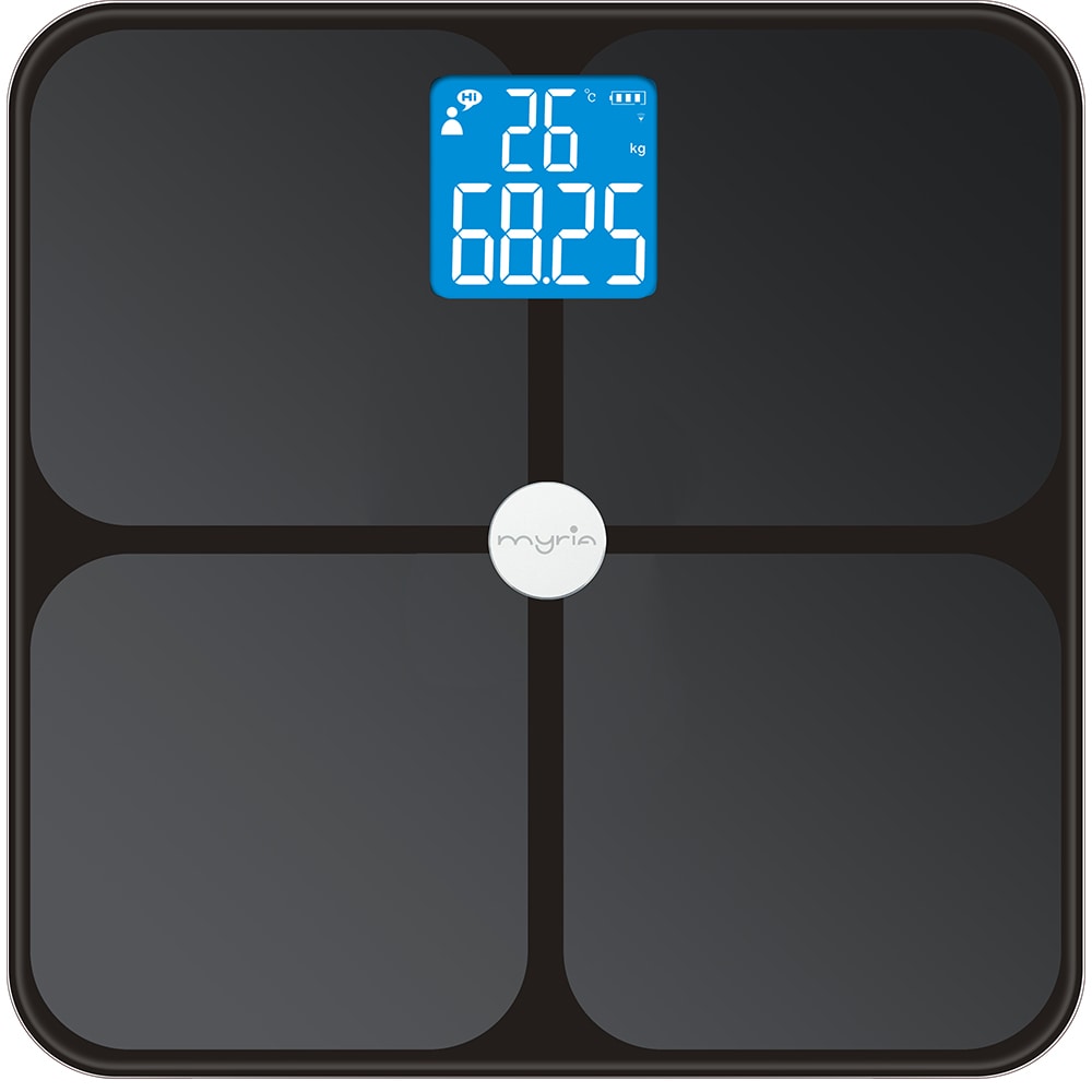 Cantar corporal MYRIA MY4922S, 180kg, electronic, sticla securizata, negru
