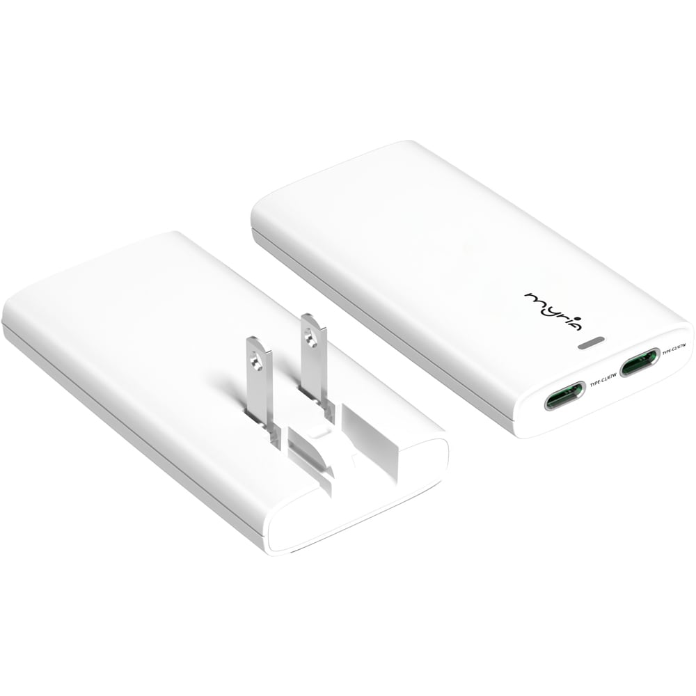Incarcator retea MYRIA MY9116WH, 2x USB-C, Power Delivery 67W, alb