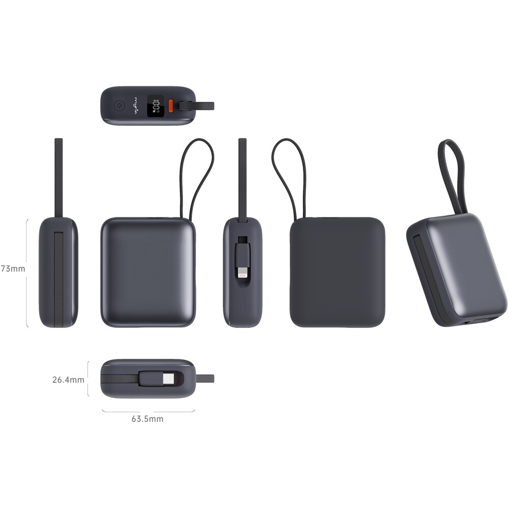 Baterie externa MYRIA MY9207, 10000 mAh, 2x USB-C, gri