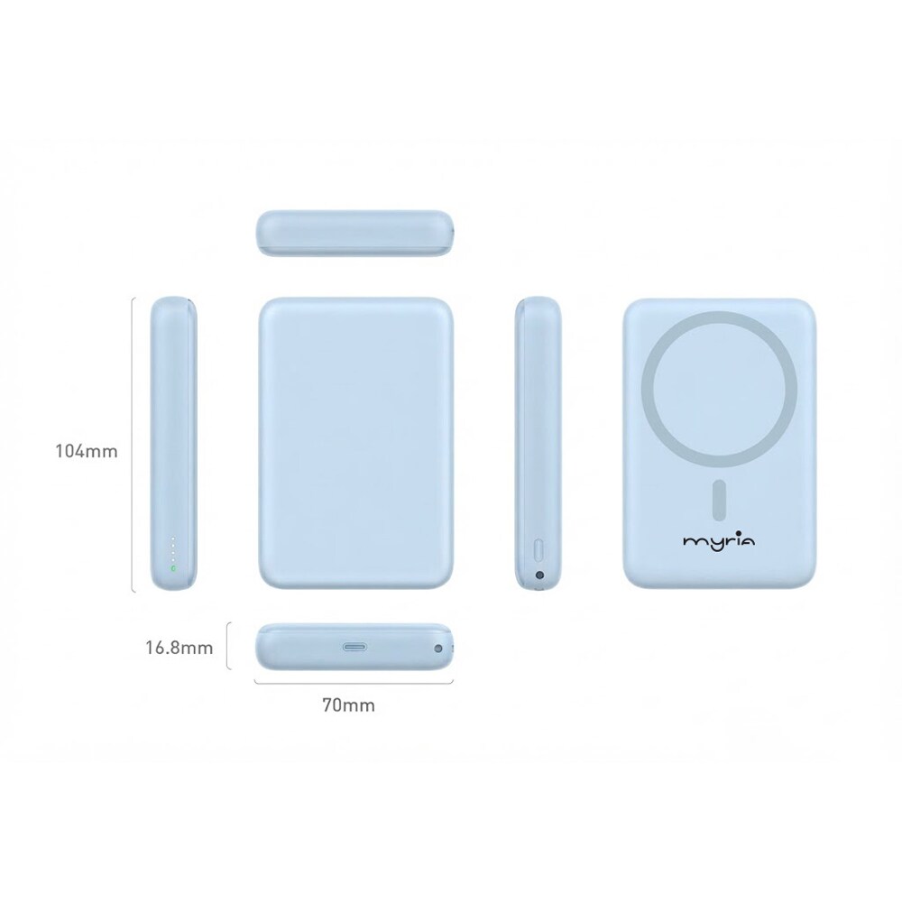 Baterie externa MYRIA MY9211BL, 10000 mAh, USB, magnetic, albastru