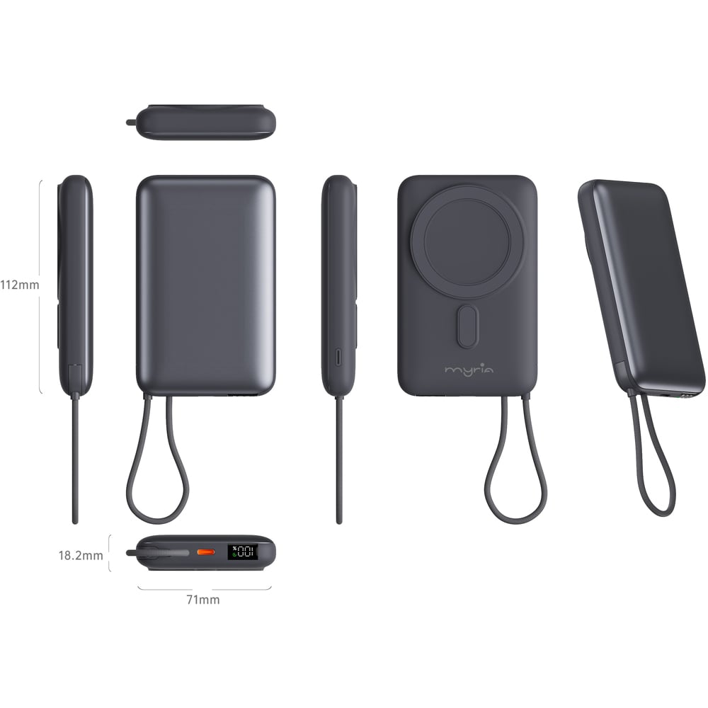 Baterie externa MYRIA MY9214BK, 10000 mAh, USB-C, magnetic, negru
