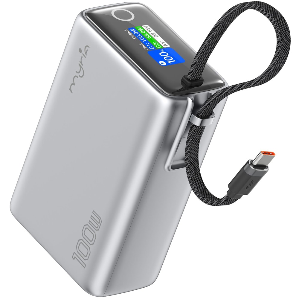 Baterie externa MYRIA MY9217SV, 25000 mAh, 1x USB-C, 1x USB-A, argintiu