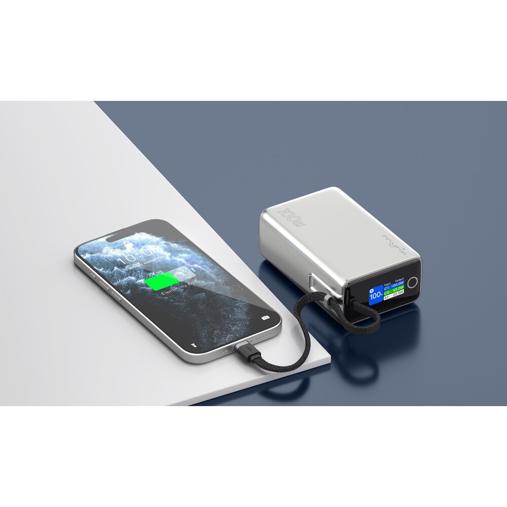 Baterie externa MYRIA MY9217SV, 25000 mAh, 1x USB-C, 1x USB-A, argintiu