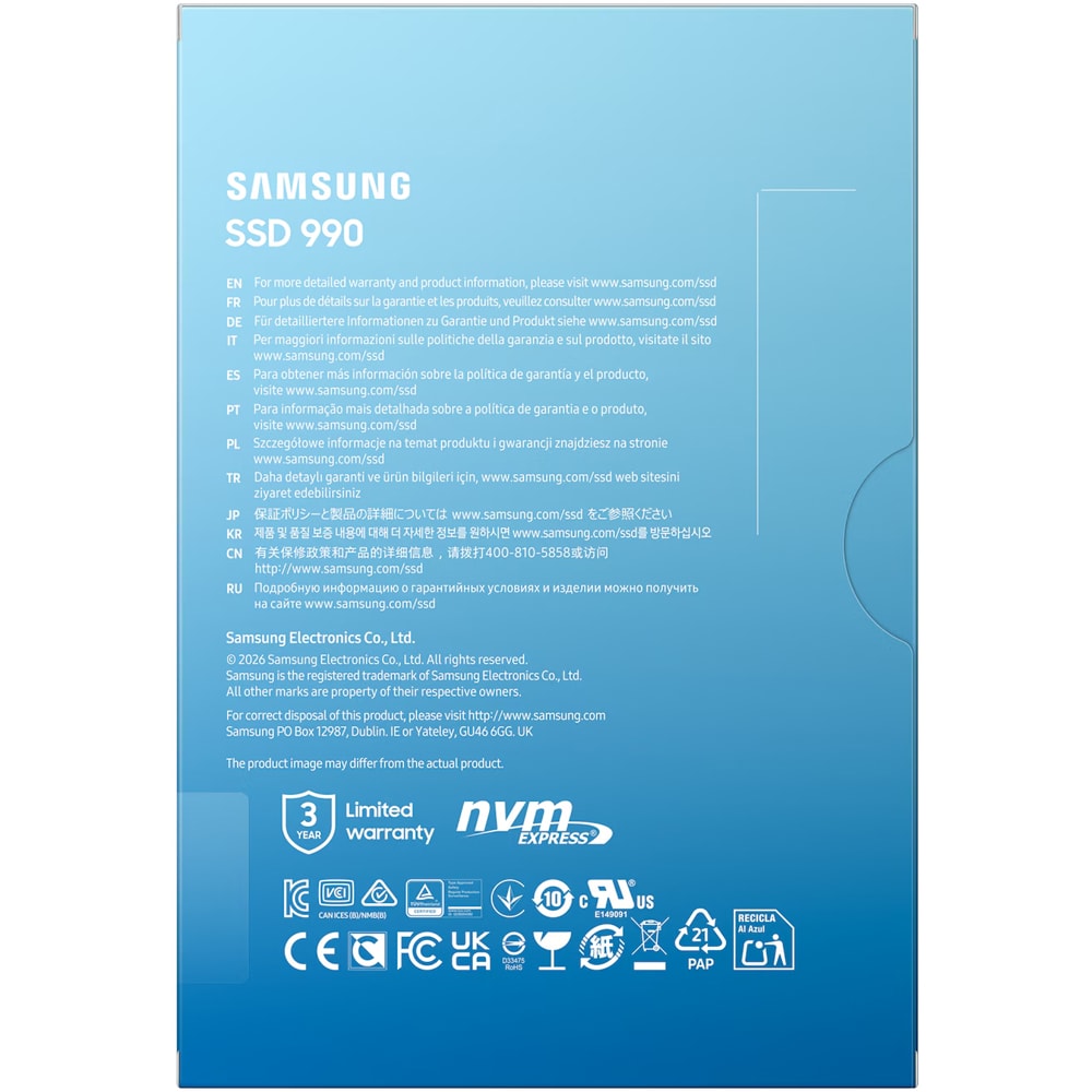 Solid-State Drive (SSD) SAMSUNG 990, 1TB, PCI Express 4.0 x4, M.2, MZ-V9V1T0BW