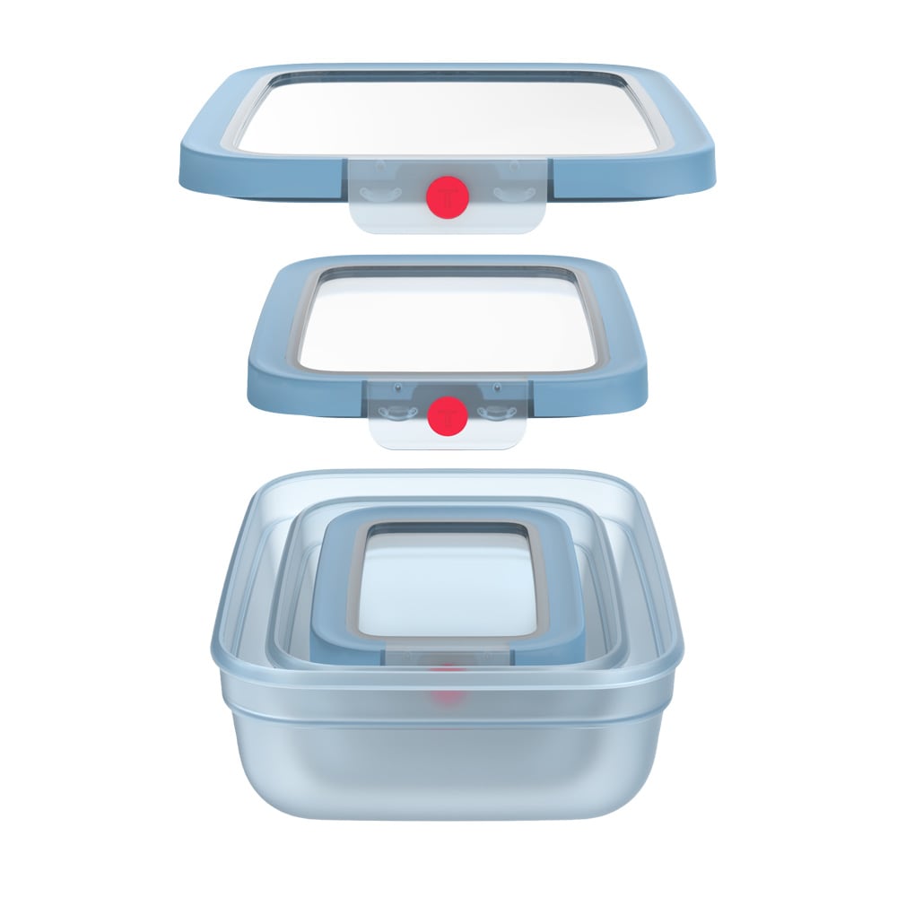 Set caserole TEFAL Oneclick N1230210, 5 piese, 0.5-2.3l, plastic, albastru