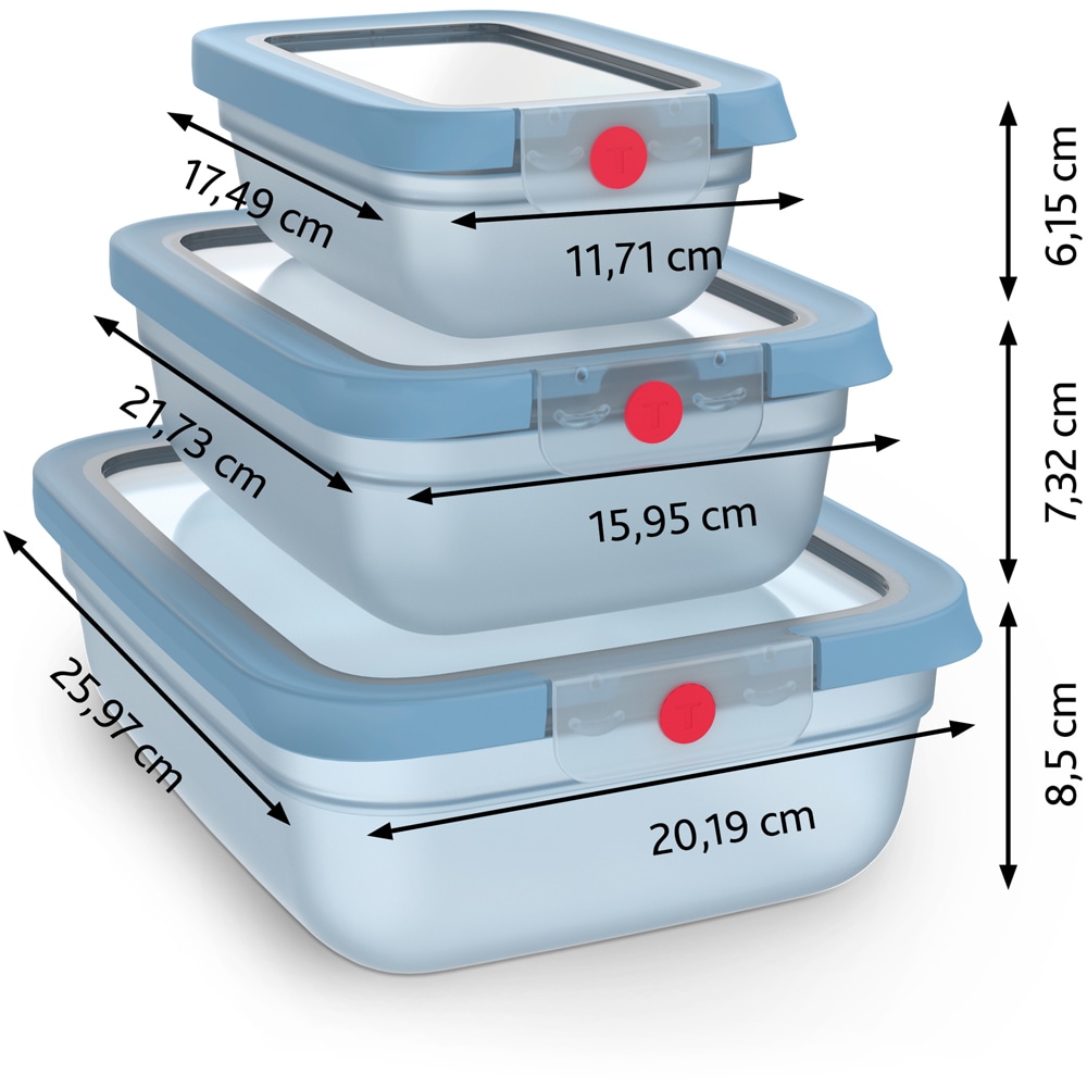 Set caserole TEFAL Oneclick N1230210, 5 piese, 0.5-2.3l, plastic, albastru