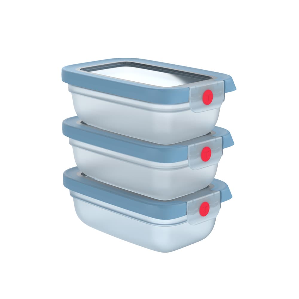 Set caserole TEFAL Oneclick N1230510, 3 piese, 0.5l, plastic, albastru