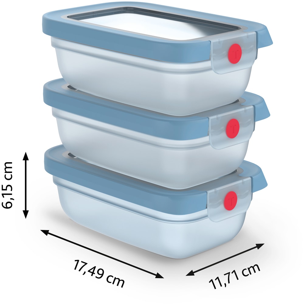 Set caserole TEFAL Oneclick N1230510, 3 piese, 0.5l, plastic, albastru