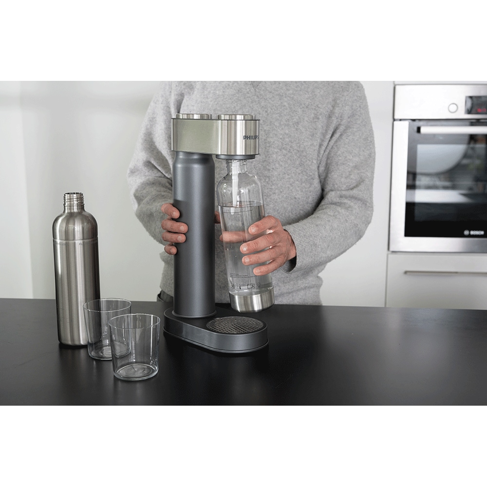 Aparat bauturi carbogazoase PHILIPS Viva 218616, negru-argintiu