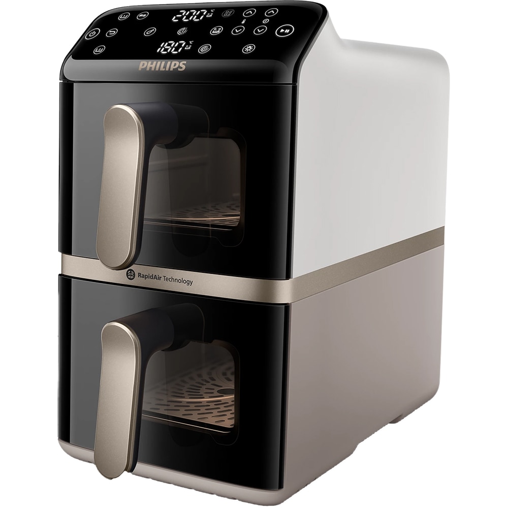 Friteuza cu aer cald dubla PHILIPS Seria 4000 NA462/80, 10l, 2750W, alb-bej