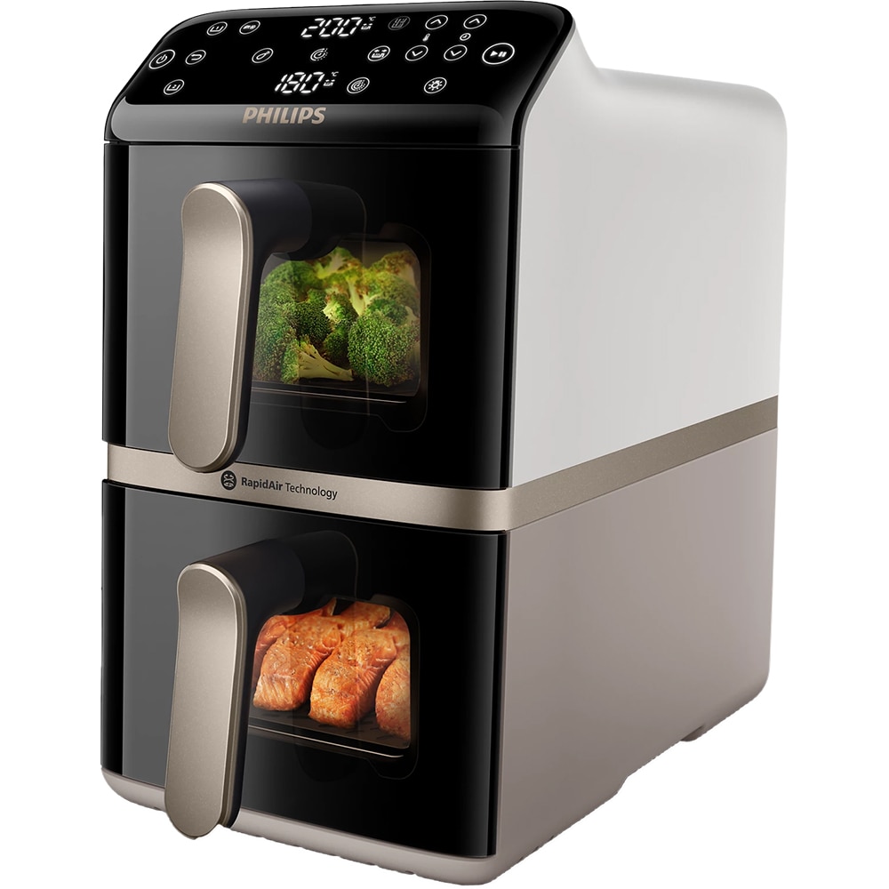Friteuza cu aer cald dubla PHILIPS Seria 4000 NA462/80, 10l, 2750W, alb-bej
