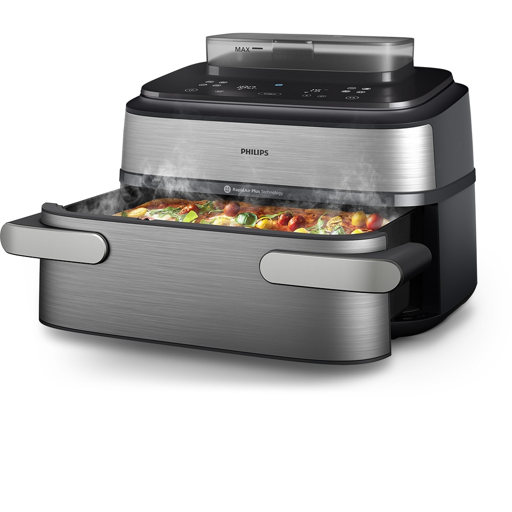 Friteuza cu aer cald dubla PHILIPS Seria 5000 NA565/02, 9.5l, 2750W, argintiu