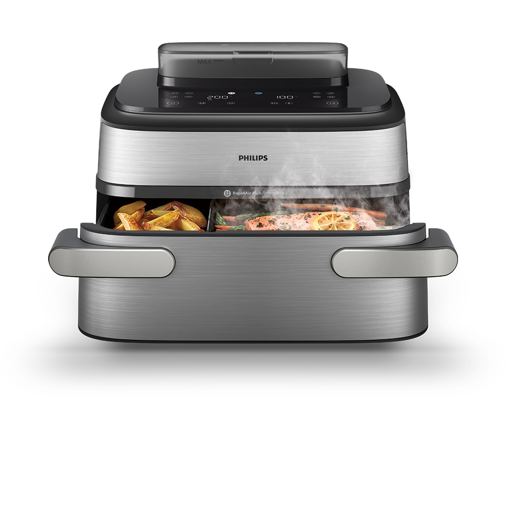 Friteuza cu aer cald dubla PHILIPS Seria 5000 NA565/02, 9.5l, 2750W, argintiu