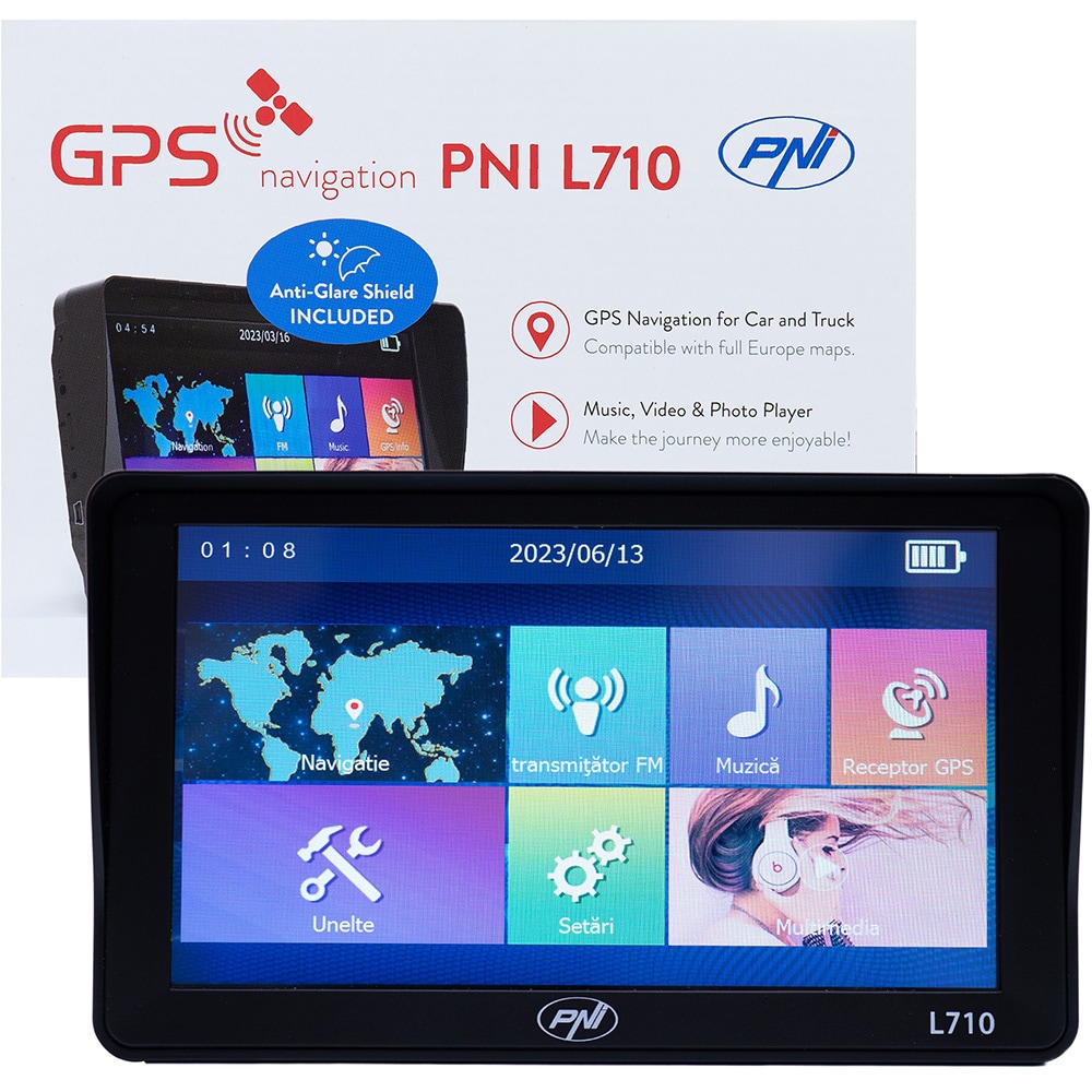 Sistem de navigatie GPS PNI L710, 7" Touch, 16 GB, Fara Harta