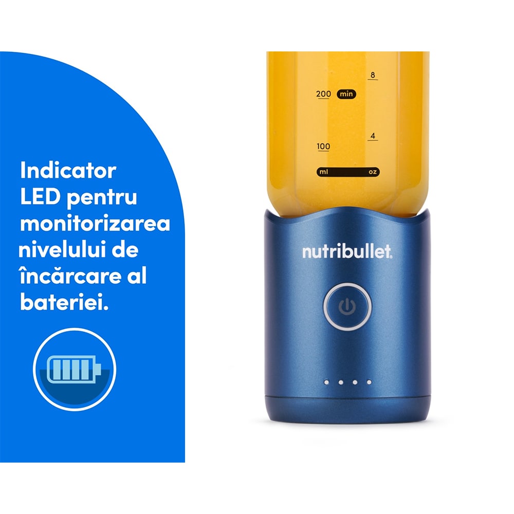 Blender portabil NUTRIBULLET Flex NBP013BL, 0.59l, 1 treapta viteza, USB-C, albastru