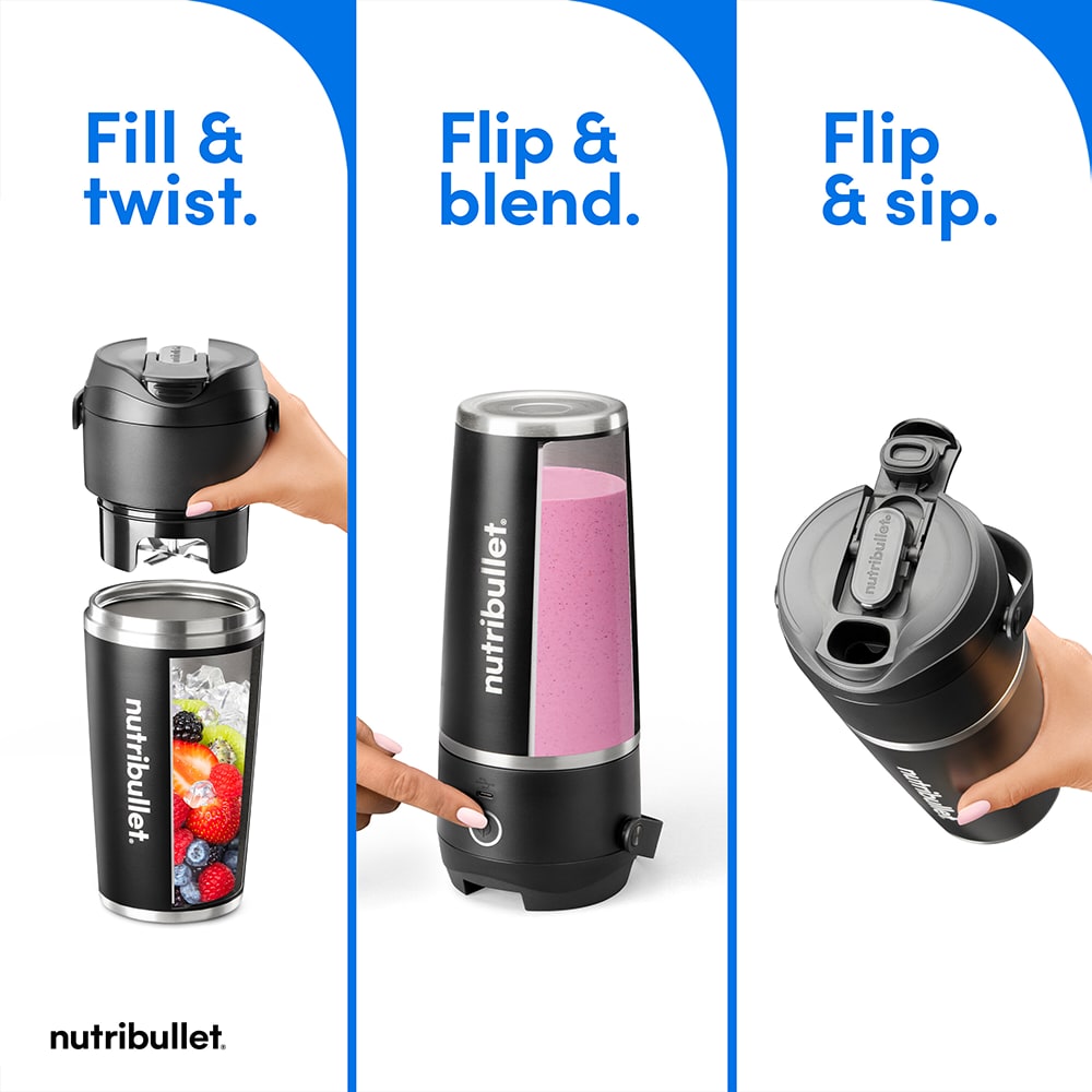 Blender portabil NUTRIBULLET NBP016B, 0.59l, 1 treapta viteza, USB-C, negru-argintiu
