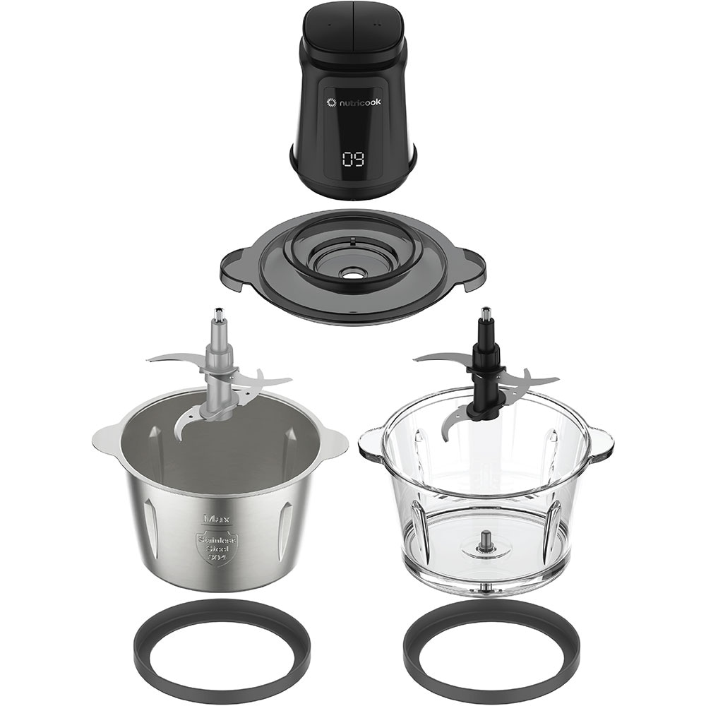 Mini tocator NUTRICOOK NC-CH2000EU, 2l, 500W, 1 treapta viteza, negru