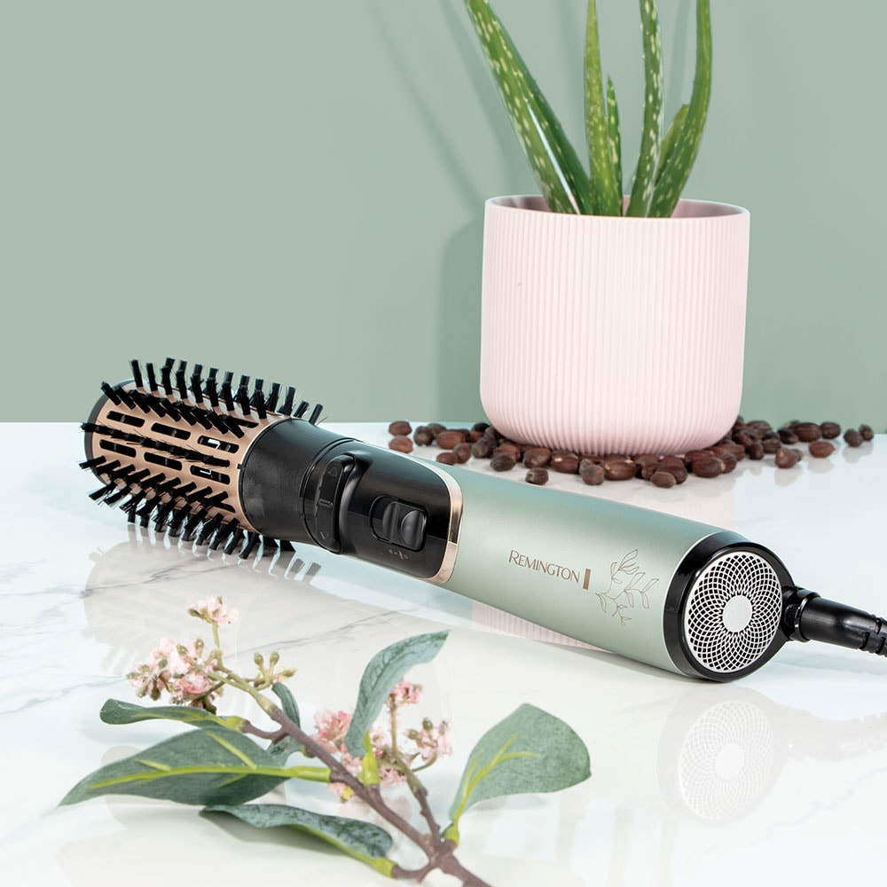 Perie rotativa REMINGTON Botanicals AS5860, 800W, 2 viteze, 2 trepte temperatura, Invelis Ceramic, verde fosforescent