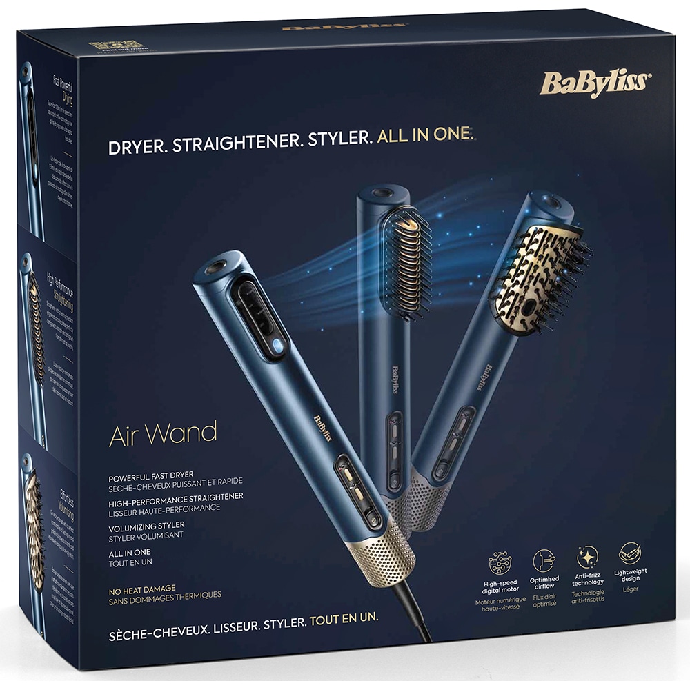 Perie cu aer cald BABYLISS Air Wand AS6550E 3in1, 1600W, 4 trepte temperatura, albastru inchis