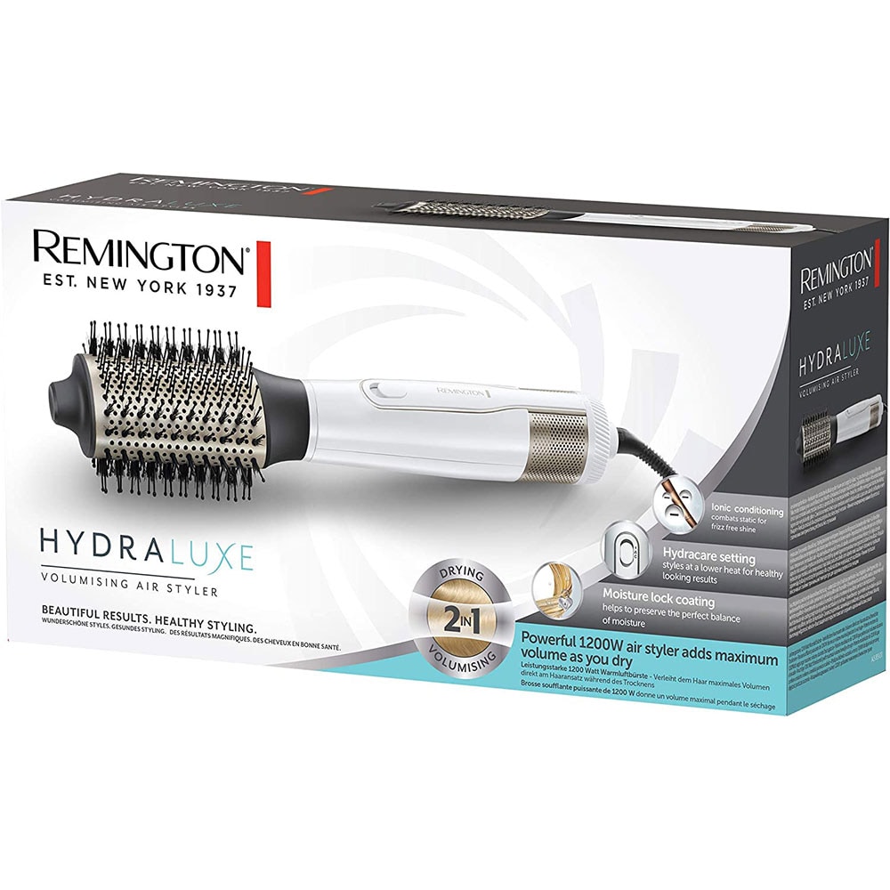 Perie cu aer cald REMINGTON Hydraluxe AS8901, 1200W, 2 viteze, 3 trepte temperatura, Invelis Ceramic, alb