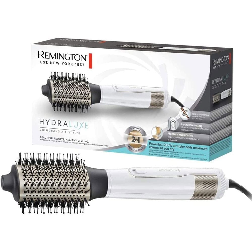 Perie cu aer cald REMINGTON Hydraluxe AS8901, 1200W, 2 viteze, 3 trepte temperatura, Invelis Ceramic, alb