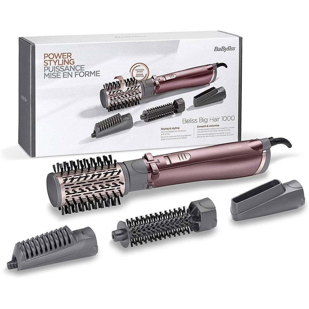 Perie rotativa BABYLISS Beliss Big Hair AS960E, 1000W, 2 viteze, 2 trepte temperatura, roz